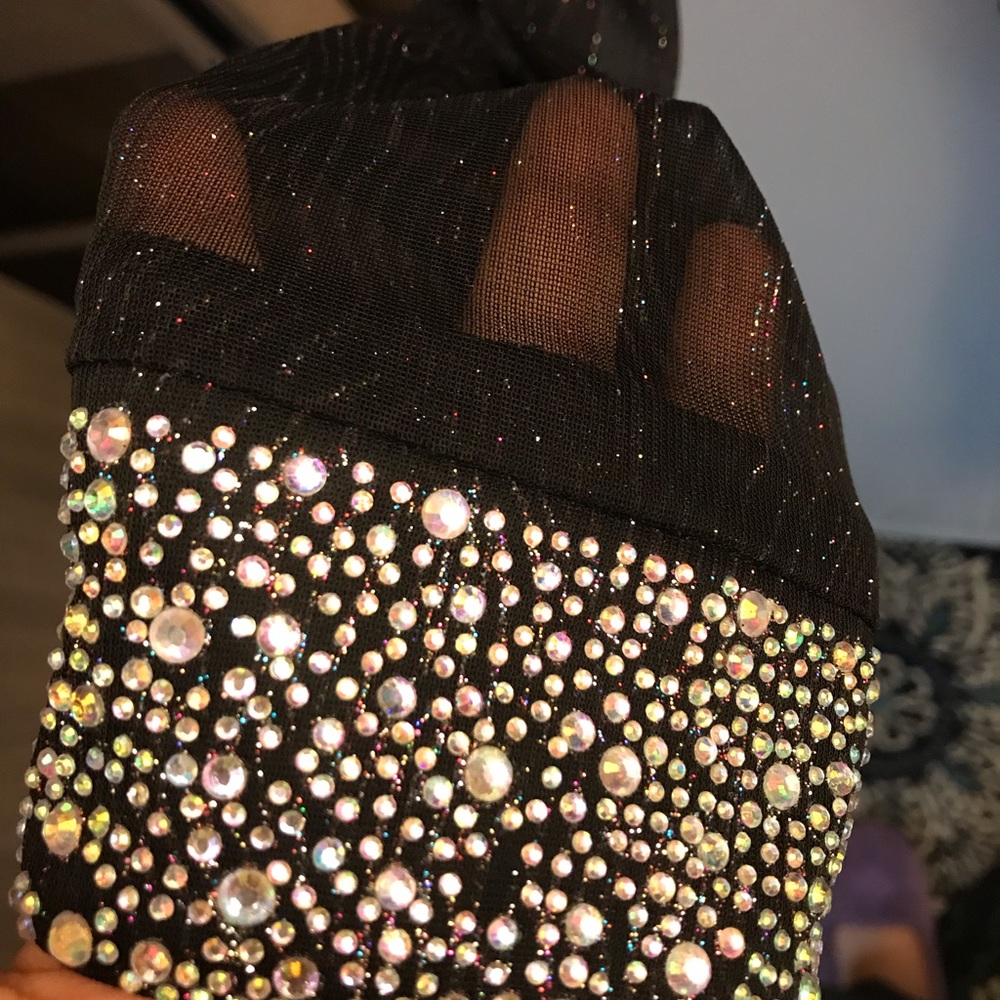 Black Shimmery Body Hugging one shoulder dress
